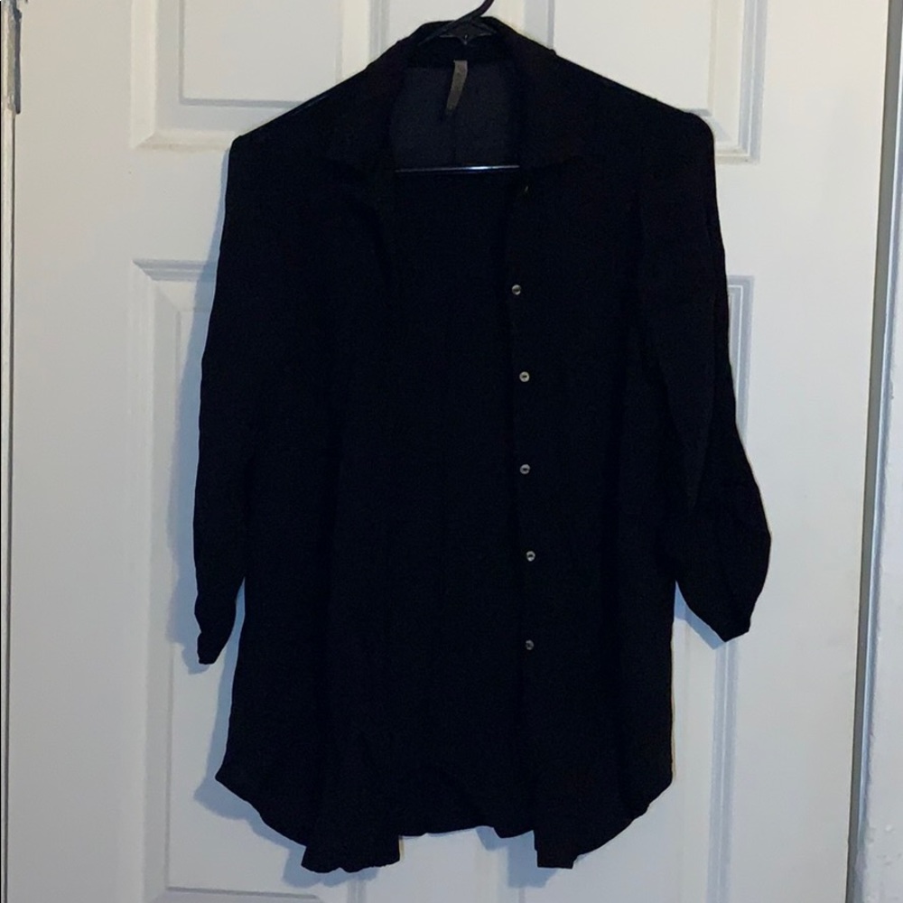 Xcvi black buttoned down shirt